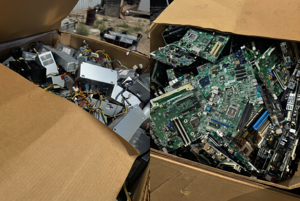 Electronic waste we accept — computer power supplies, motherboards and circuit boards